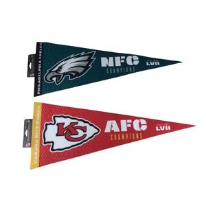 Super Bowl LVII Kansas City Chiefs Philadelphia Eagles NFC/AFC Pennant‎ Set NFL